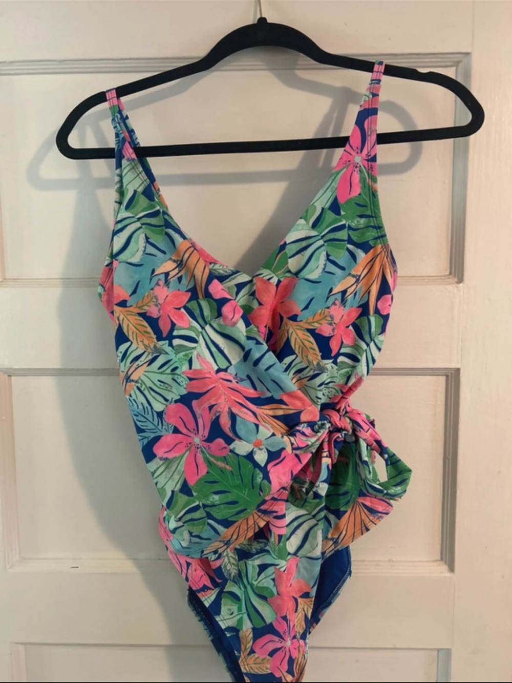 Kids Floral Wrap One-Piece Swimsuit in Multicolor